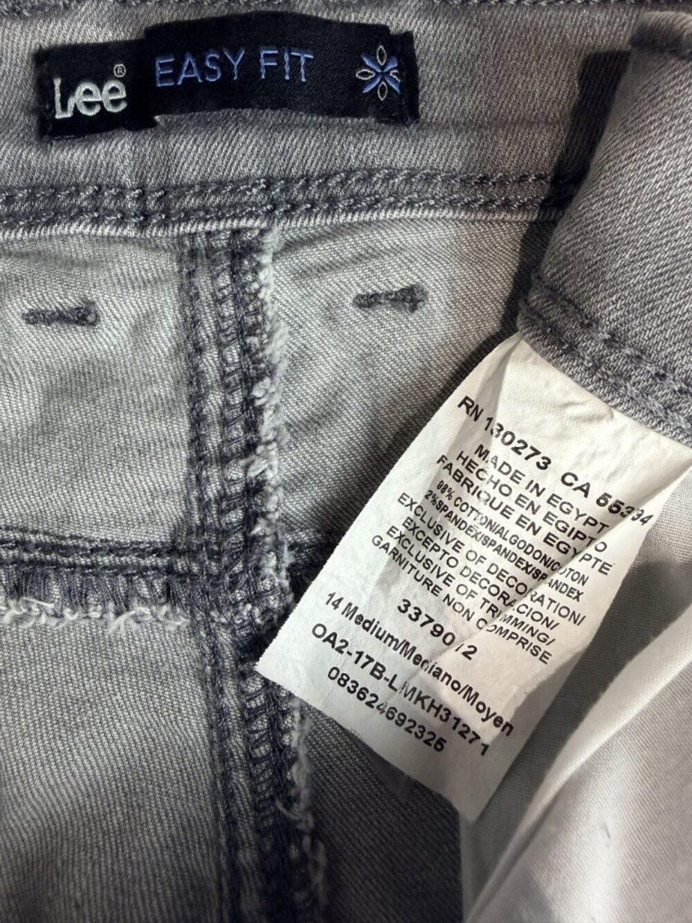 Lee Easy Fit Gray Jeans Women's Size 14 Medium Straight Stretch Crop 34x24 - Picture 4 of 11